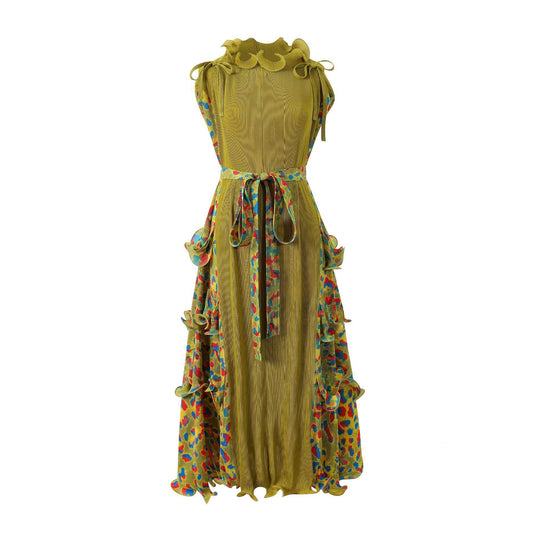 Leopard Print Plus Size Casual Dress Three-dimensional Ruffles - Mubimart