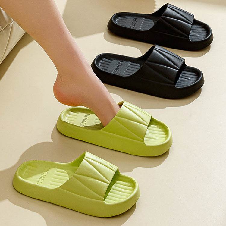 Non-slip Stripe Design Home Slippers Summer Thick Sole Floor Bathroom Slipper For Women Men House Shoes - Mubimart
