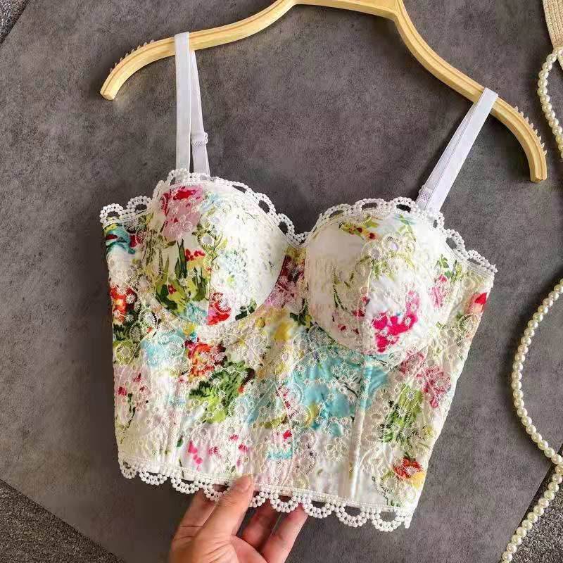 Sexy Cropped Top With Fish Bone Corset - Mubimart