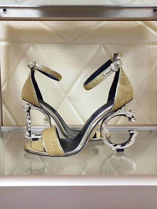 Gold high heels - Mubimart
