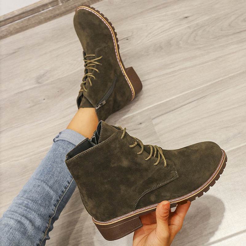 Short Boots Women Round Toe Martin Boots Women - Mubimart