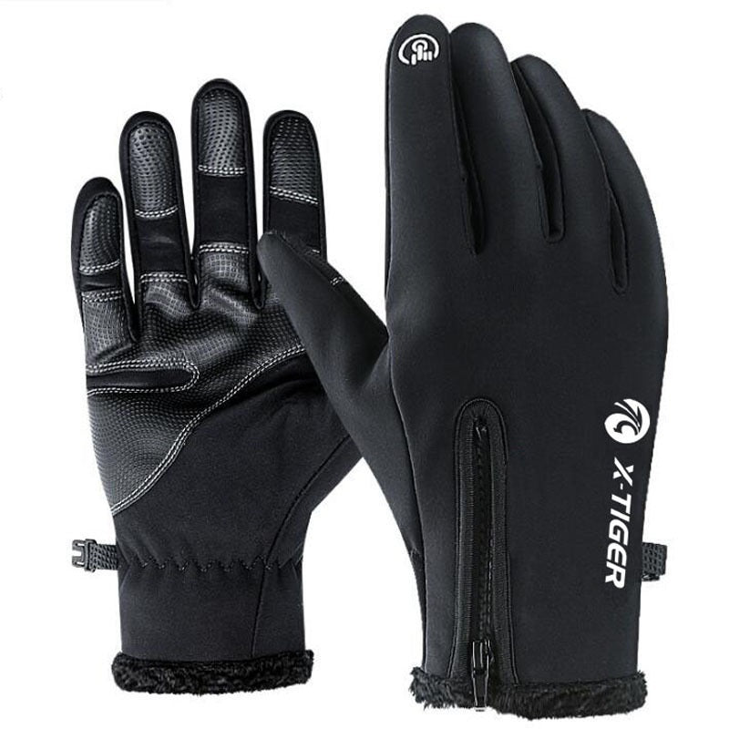 X-TIGER Winter-Touchscreen-Handschuhe, Vollfinger-Reißverschluss, Touchscreen, für Männer und Frauen, winddicht, warm, Radfahren, Sport, Fleece, Bergsteigen