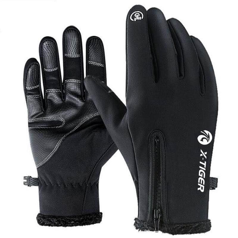 X-TIGER Winter Touch Screen Gloves Full Finger Zipper Touch Screen Men And Women Windproof Warm Cycling Sports Fleece Mountaineering - Mubimart