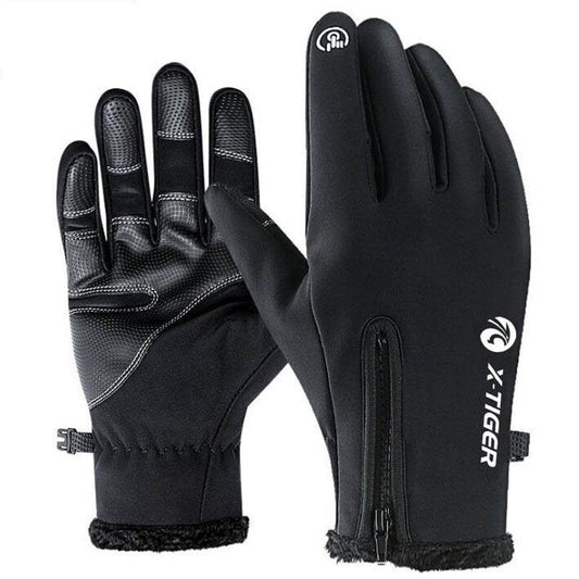 X-TIGER Winter Touch Screen Gloves Full Finger Zipper Touch Screen Men And Women Windproof Warm Cycling Sports Fleece Mountaineering - Mubimart