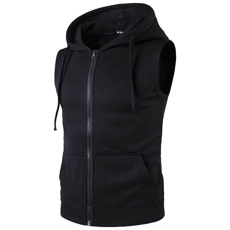 New Men's Sleeveless Cotton Zipper Hoodies - Mubimart