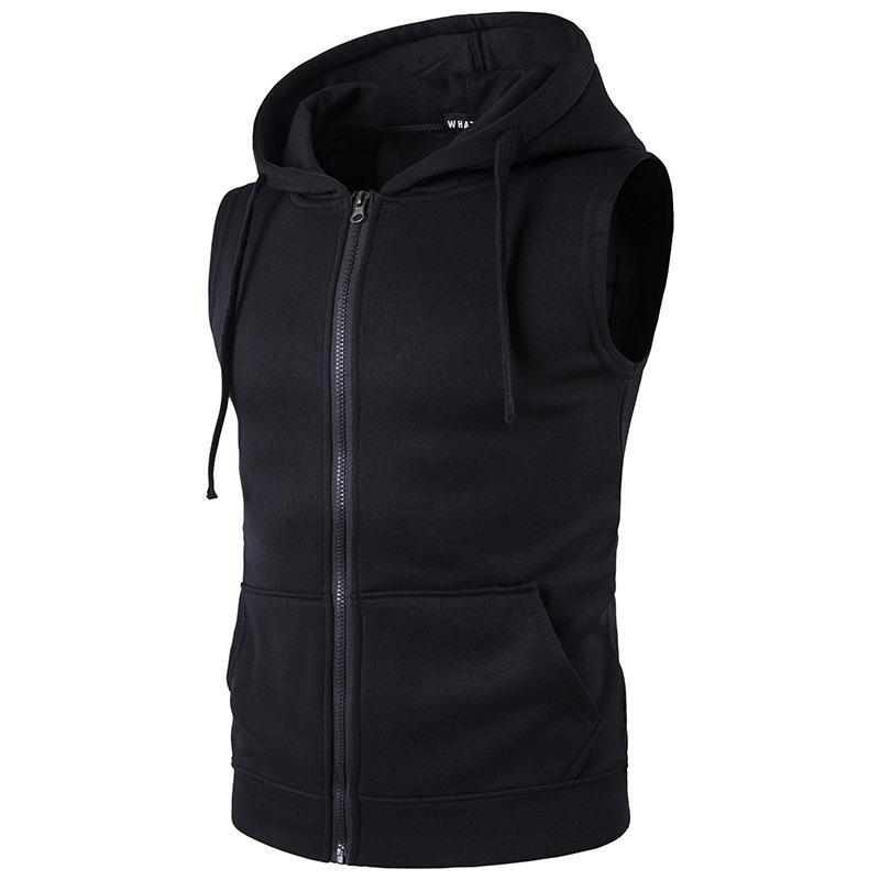 New Men's Sleeveless Cotton Zipper Hoodies