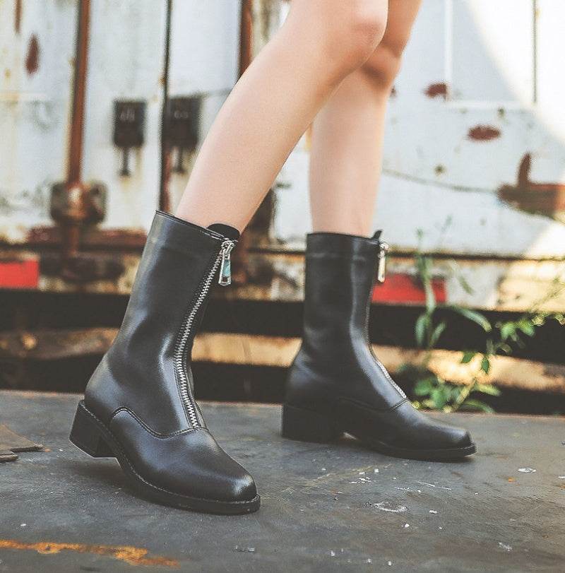 Front zipper booties - Mubimart