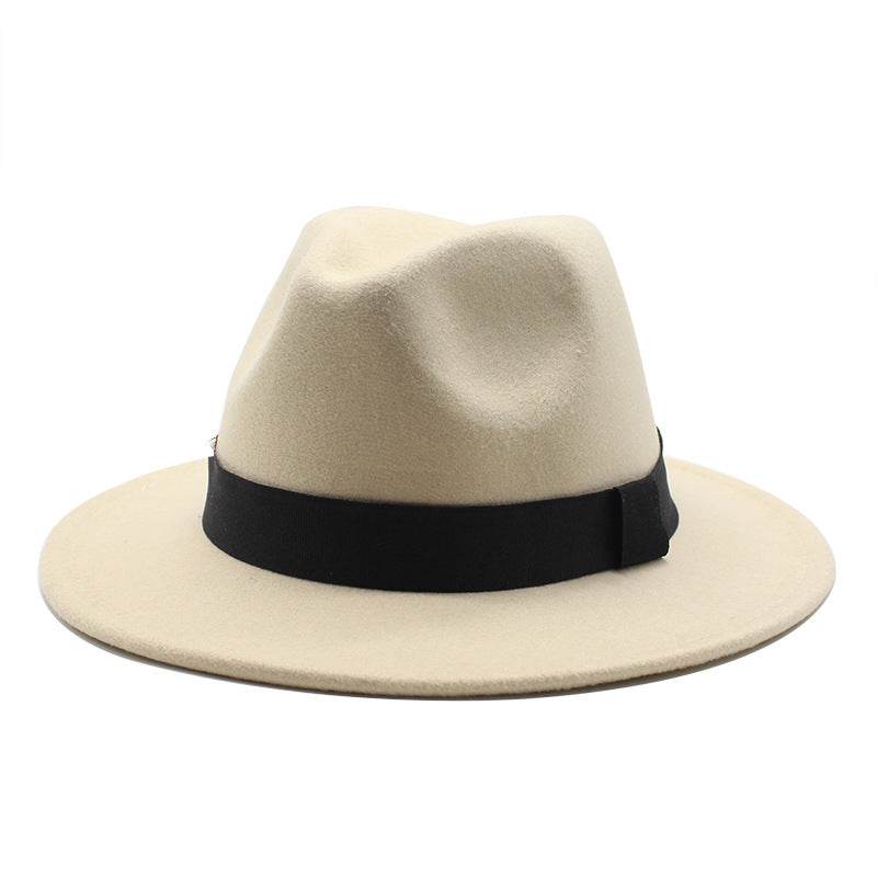 New Panama Flat Brim Fedora Hat Woolen Hat Men's And Women's Hats - Mubimart