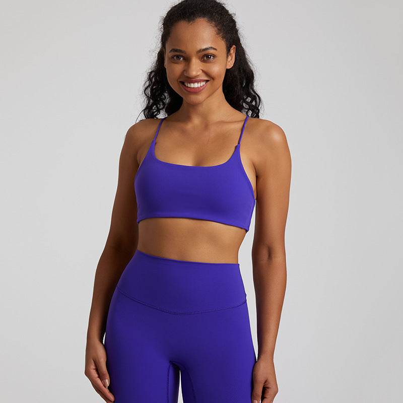 Candy Color Nude Feel Workout Bra Sports Quick-drying Workout Top - Mubimart