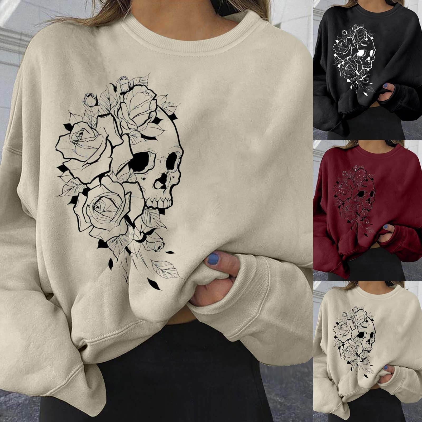 Women's Personality Print Fashion Sweatshirt Loose Plus Size - Mubimart