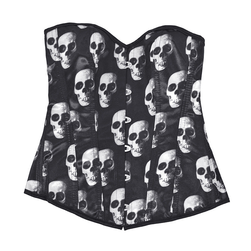 Skull Strapless Court Corset Women's Top - Mubimart - Corset top 