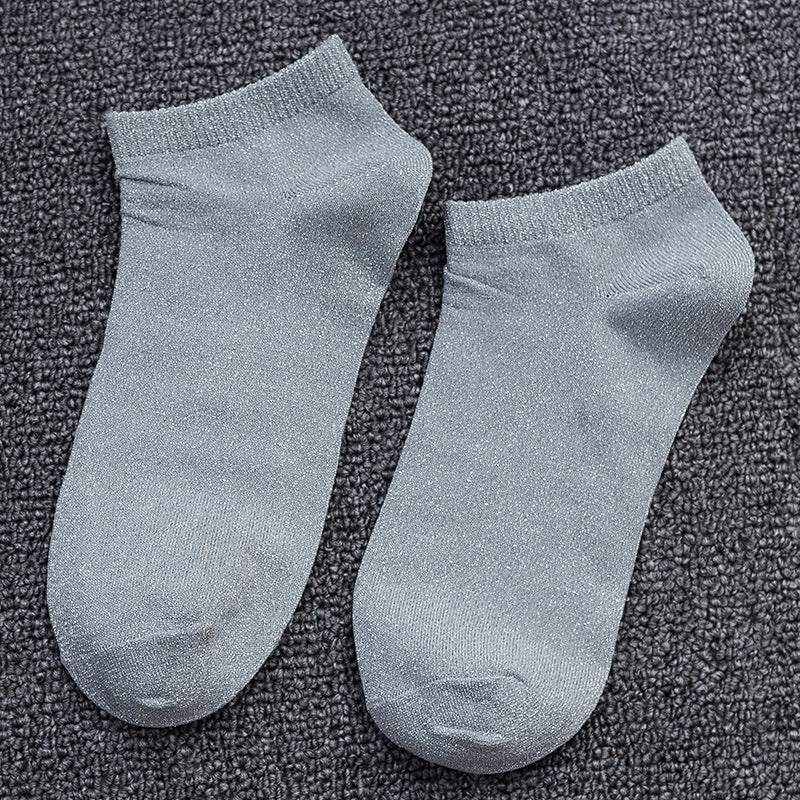 Spring And Summer New Japanese Socks Women's Low-cut Liners Socks Gold And Silver Silk Women's Thin Socks - Mubimart