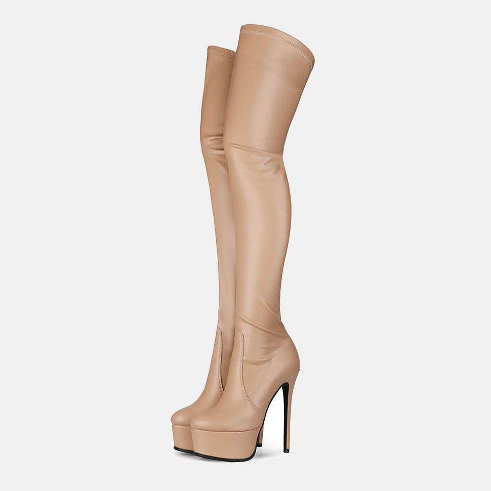 Over The Knee High Heel Boots - Mubimart