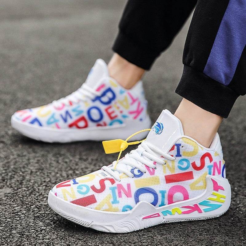 Casual Shoes Couple Graffiti Sneakers Basketball Shoes Women - Mubimart