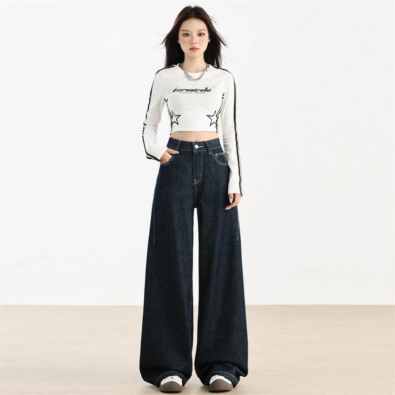 Fashion American Wide Leg Jeans For Women - Mubimart
