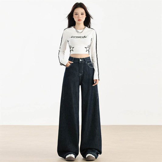 Fashion American Wide Leg Jeans For Women - Mubimart
