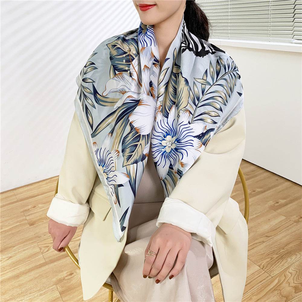Fashion Silk Scarves Female Printing Hijab - Mubimart