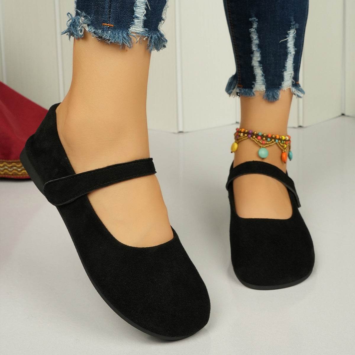 Soft Work High Heel Black Cloth Shoes - Mubimart