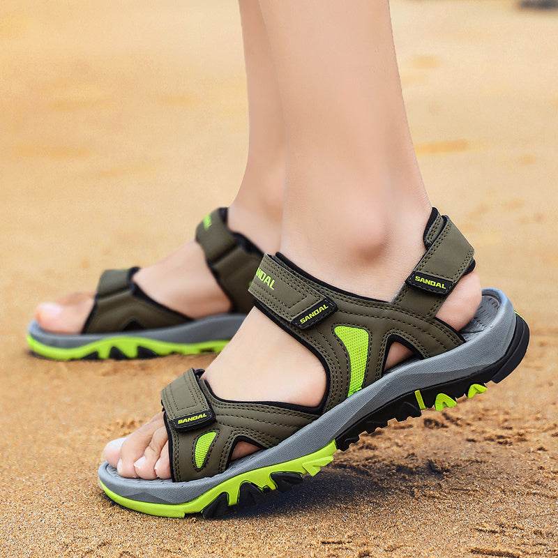 Leather Sandals, Men's Beach Shoes, Extra-large Sandals, Versatile Men's Shoes - Mubimart