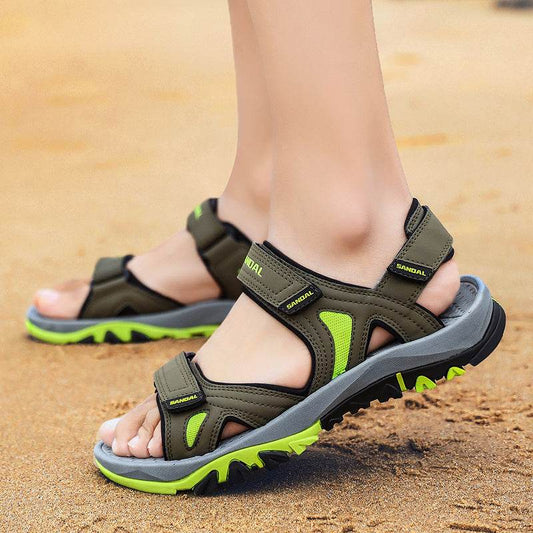 Leather Sandals, Men's Beach Shoes, Extra-large Sandals, Versatile Men's Shoes - Mubimart