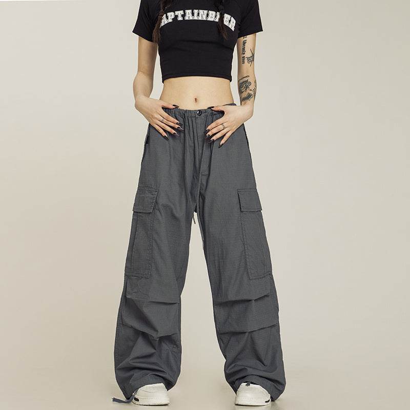 Retro Multi Pocket Khaki Cargo Pants For Men And Women - Mubimart