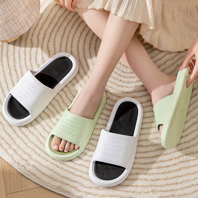 New Letter Home Slippers Summer Fashion Anti-slip Anti-odor House Shoes For Women Indoor Non-slip Floor Bathroom Slipper - Mubimart