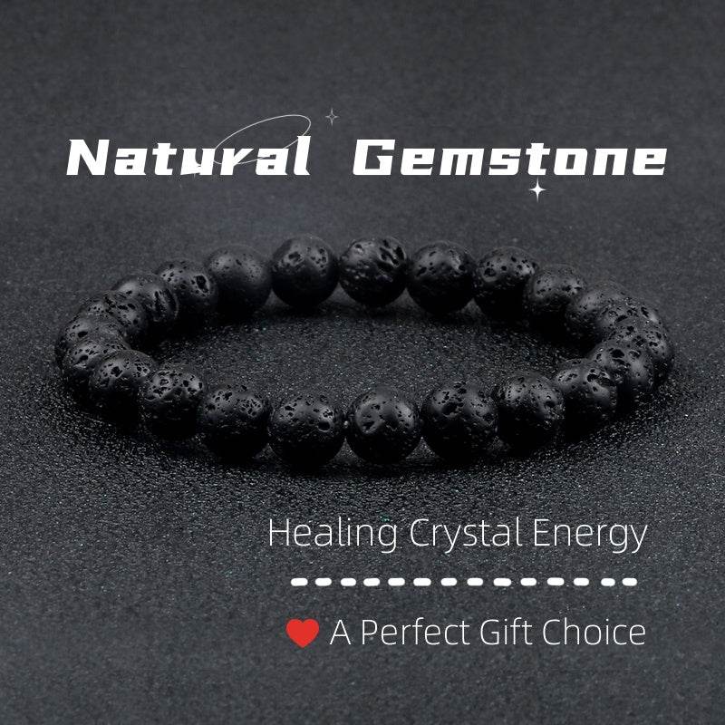 Natural Volcanic Stone Beads Bracelets Black Lava Men Women Bracelet Aromatherapy Essential Oil Diffuser Bangle - Mubimart