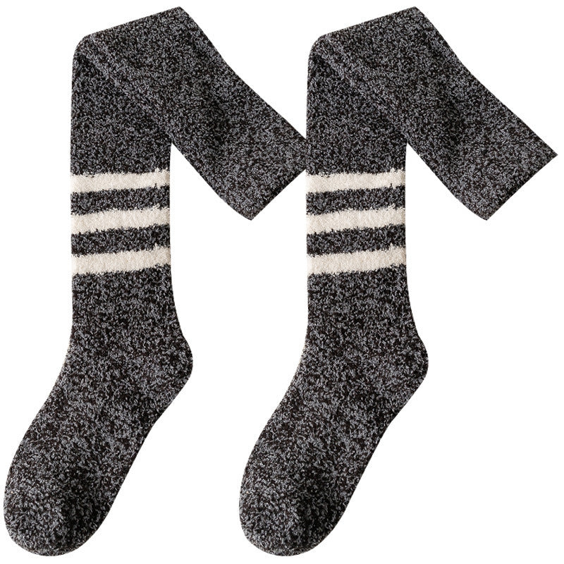 Coral Fleece Socks Men's Knee High Socks Plush Thick Socks