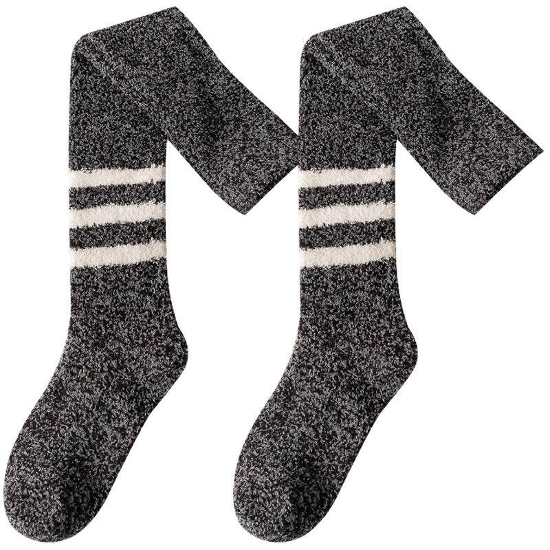 Coral Fleece Socks Men's Knee High Socks Plush Thick Socks - Mubimart
