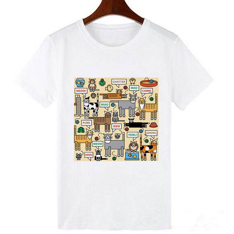 Horro Skull and Cat Femal Tshirt Top Tees kawai T-shirt - Mubimart