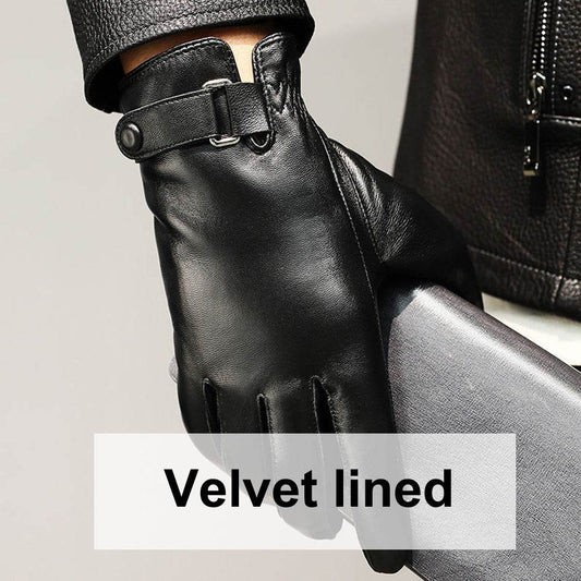 Leather Gloves Men's Winter Warm Sheepskin - Mubimart