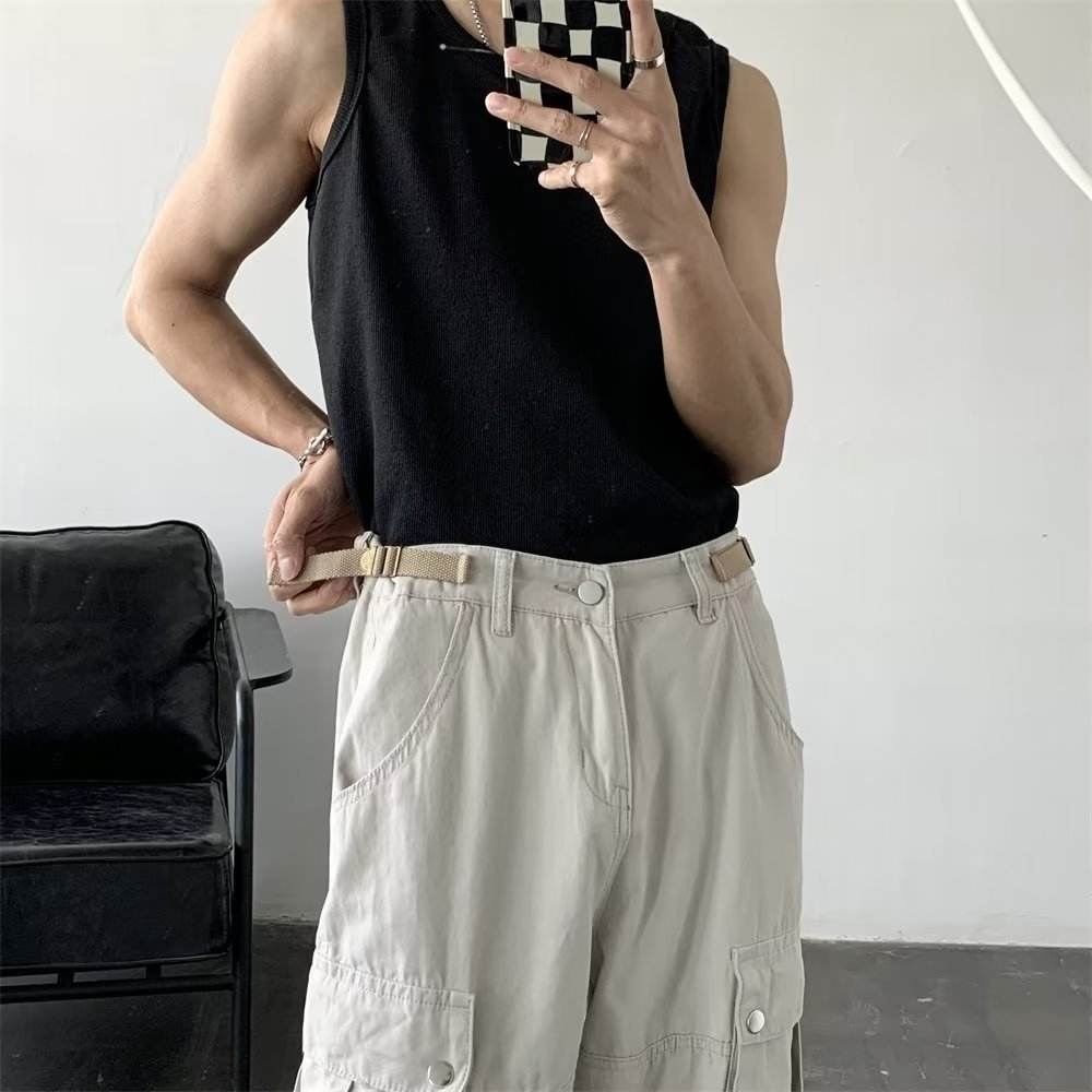 American Retro Ami Khaki Overalls Men's Autumn - Mubimart