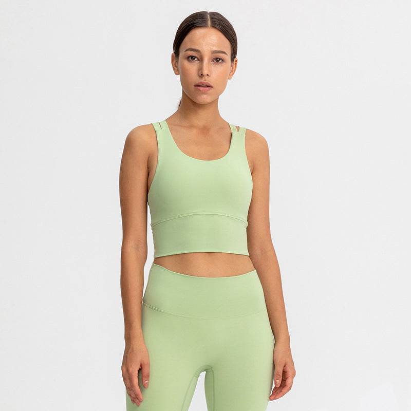 High Support Padded Gym Athletic Sports Bras Tops Women Naked Feel Yoga Fitness Workout Running Crop Bras - Mubimart