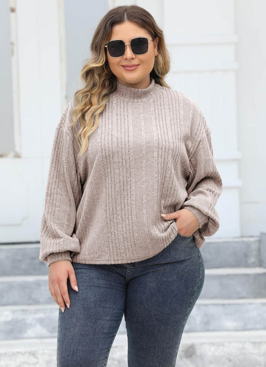 Lady's Pullover Tops Plus Size Half-turtleneck T-shirt Bottoming Shirt - Mubimart