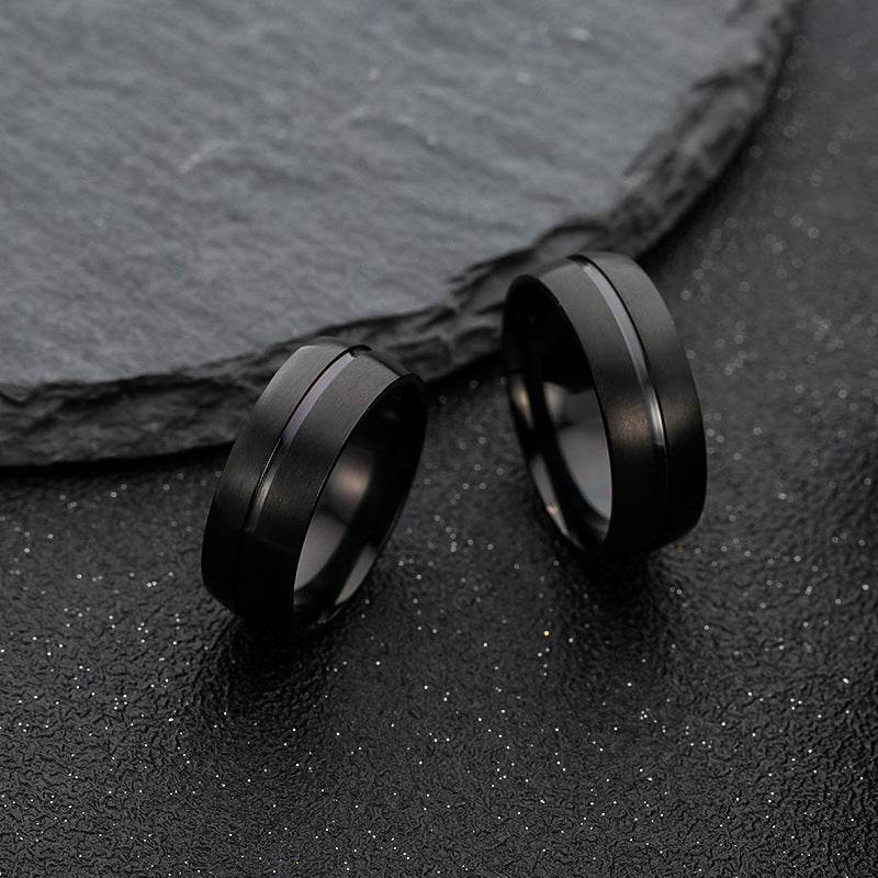 Stainless Steel Ring Black For Men - Mubimart