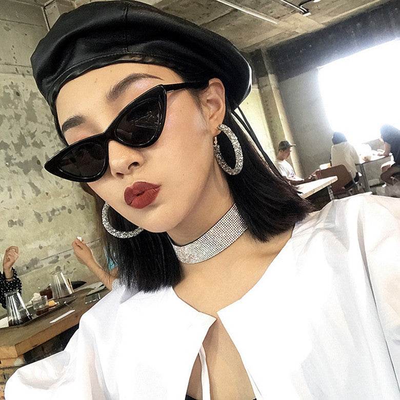 Korean version of the retro retro Harajuku cat eye sunglasses female triangle hip hop European and American net red sunglasses female ins glasses - Mubimart