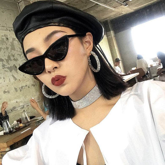 Korean version of the retro retro Harajuku cat eye sunglasses female triangle hip hop European and American net red sunglasses female ins glasses - Mubimart