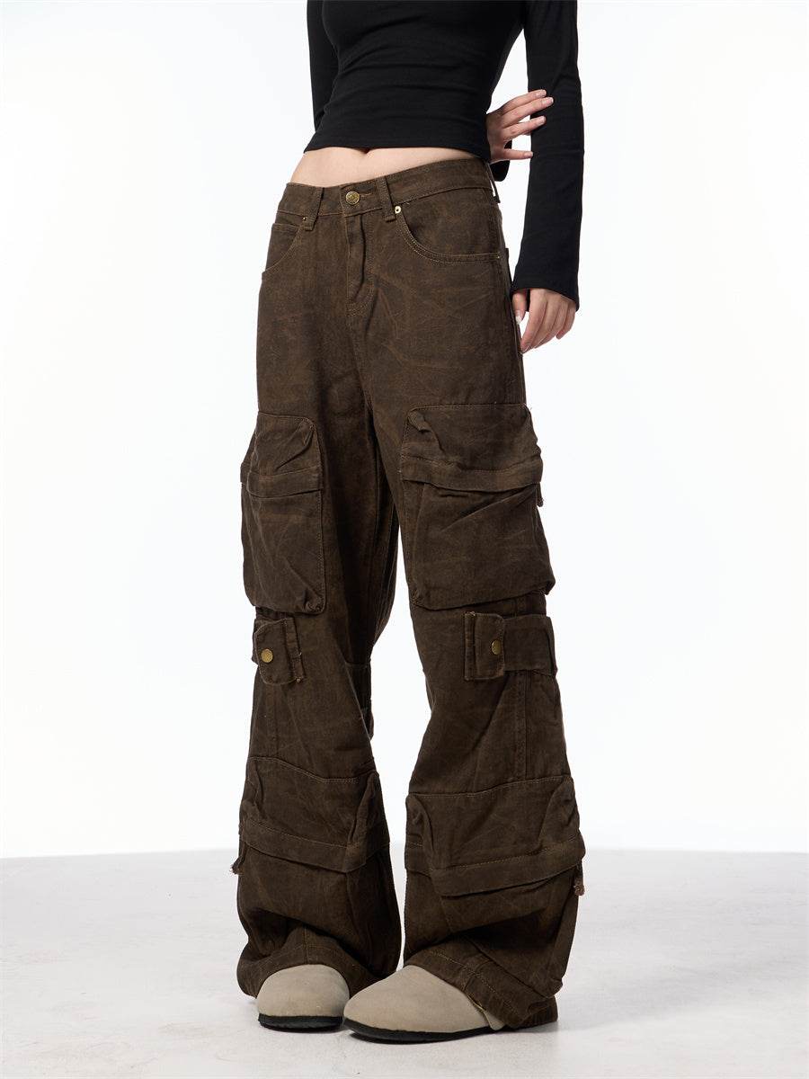 Retro Design Camouflage Cargo Pants Women - Mubimart