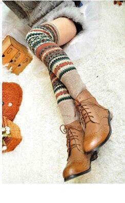Warm thick cotton socks color knee pads boots socks - Mubimart