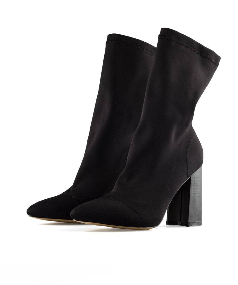Wool stretch boots women thick heel sock boots ankle boots - Mubimart