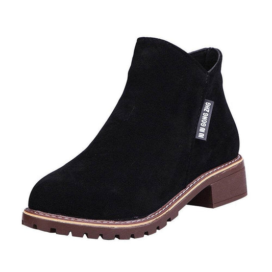 Frosted Martin Boots Low Heel Booties - Mubimart