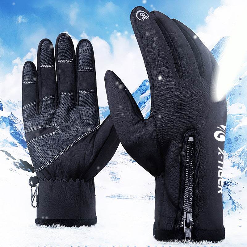 X-TIGER Winter Touch Screen Gloves Full Finger Zipper Touch Screen Men And Women Windproof Warm Cycling Sports Fleece Mountaineering - Mubimart