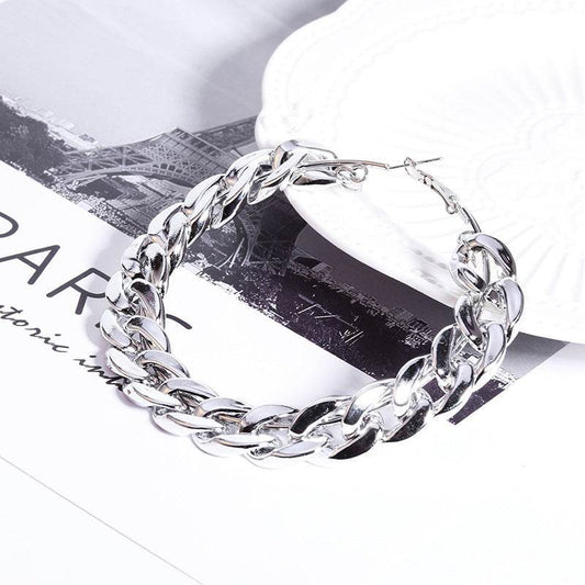 Chain alloy hoop earrings - Mubimart
