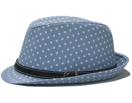 Star Print Hip Hop Belt Buckle Fedora Hat - Mubimart