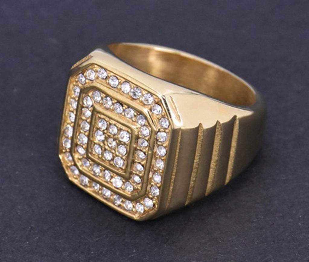 Hip-hop Punk INS Style Titanium Steel Gold-plated Ring Trendy Men - Mubimart