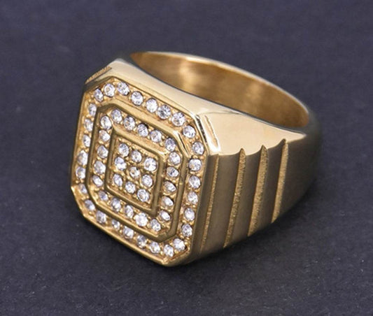 Hip-hop Punk INS Style Titanium Steel Gold-plated Ring Trendy Men - Mubimart