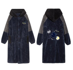 Autumn And Winter Flannel Winter Thickened Plus Velvet Nightgown Men - Mubimart - Plus Size Nightgown 