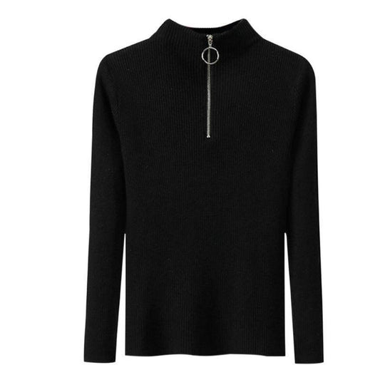 Zip-up tight sweater - Mubimart