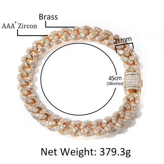 Mens Fashion Personalized Square Zirconium Cuban Bracelet Necklace - Mubimart