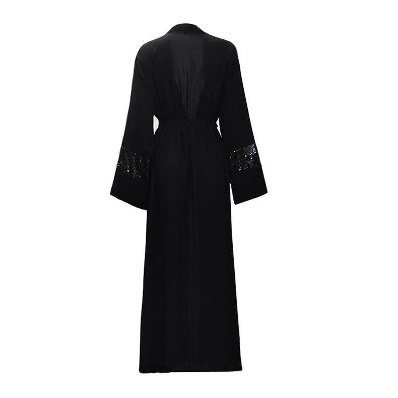 Sequin Patchwork Cardigan Robe For Women - Mubimart